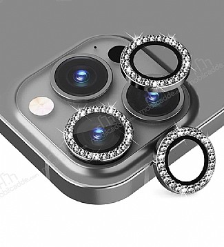 iPhone 14 Pro Max Crystal Siyah Tal Kamera Lensi Koruyucu