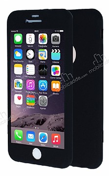 iPhone 6 / 6S 360 Derece Koruma Likit Siyah Silikon Klf