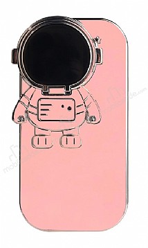 iPhone 6 / 6S Astronot Kamera Korumal Standl Pembe Silikon Klf