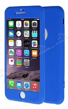 iPhone 6 Plus / 6S Plus 360 Derece Koruma Likit Mavi Silikon Klf
