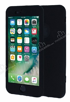iPhone 7 360 Derece Koruma Likit Siyah Silikon Klf