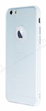 iPhone 6 / 6S Metal Tulu Beyaz Silikon Kenarl effaf Klf