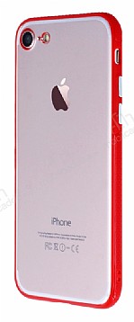 iPhone 7 / 8 Metal Tulu Krmz Silikon Kenarl effaf Klf