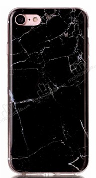 iPhone 7 / 8 Granit Grnml Siyah Silikon Klf