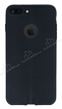 iPhone 7 Plus Deri Desenli Ultra nce Siyah Silikon Klf