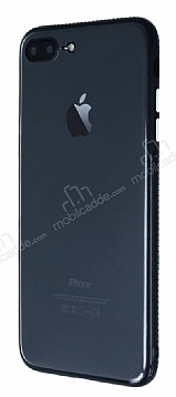 iPhone 7 Plus / 8 Plus Metal Tulu Siyah Silikon Kenarl effaf Klf