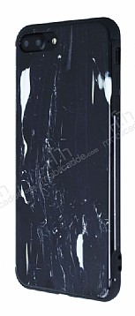 iPhone 7 Plus / 8 Plus Parlak Granit Grnml Siyah Silikon Klf
