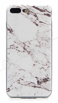 iPhone 7 Plus / 8 Plus Granit Grnml Beyaz Silikon Klf