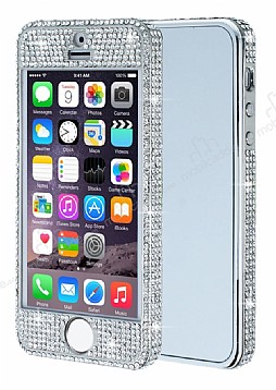 iPhone SE / 5 / 5S 360 Derece Koruma Tal Silver Rubber Klf