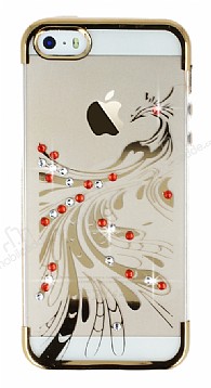 iPhone SE / 5 / 5S Gold Peacock Tal effaf Silikon Klf