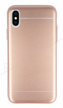 iPhone X / XS Silikon Kenarl Metal Rose Gold Klf