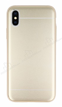 iPhone X / XS Silikon Kenarl Metal Gold Klf