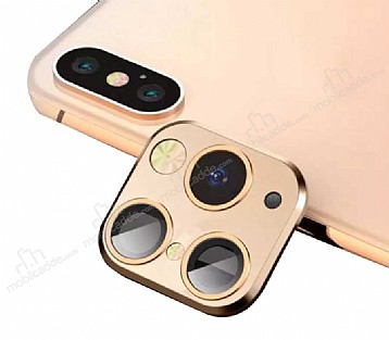 iPhone X / XS to iPhone 11 Pro / Max eviren Gold Kamera Koruyucu