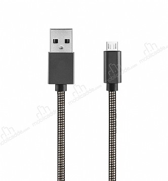 ivon Micro USB Siyah Metal Ksa Data Kablosu 35cm