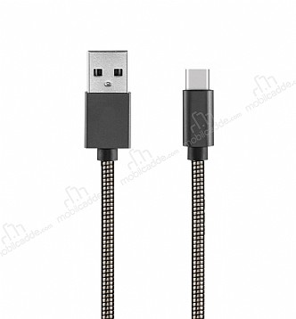 ivon USB Type-C Siyah Metal Ksa Data Kablosu 20cm