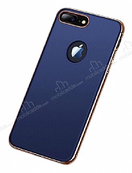 Joyroom Wizz Series iPhone 7 Plus / 8 Plus Metal Kenarl Lacivert Rubber Klf