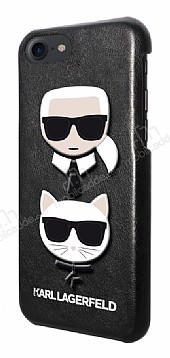 Karl Lagerfeld iPhone 7 / 8 Siyah Deri Rubber Klf