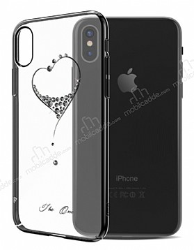 Kingxbar iPhone X / XS Kalpli Siyah Tal Kristal Klf