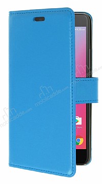Lenovo K6 Note Czdanl Yan Kapakl Mavi Deri Klf