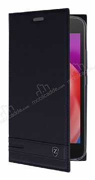Motorola Moto E4 Plus Gizli Mknatsl Standl Siyah Deri Klf
