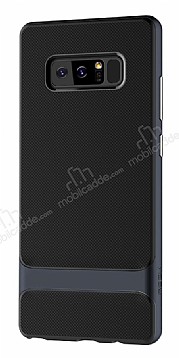 Rock Royce Samsung Galaxy Note 8 Lacivert Metalik Kenarl Siyah Silikon Klf