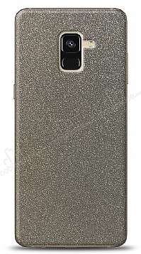 Dafoni Samsung Galaxy A8 2018 Silver Parlak Simli Telefon Kaplama