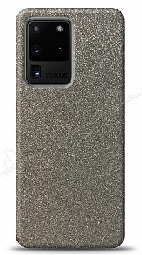 Dafoni Samsung Galaxy S20 Ultra Silver Parlak Simli Telefon Kaplama