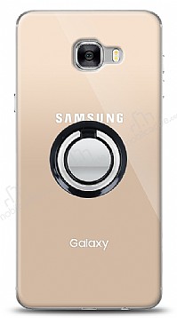 Samsung Galaxy C7 Pro Siyah Tutuculu effaf Klf