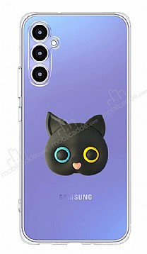 Samsung Galaxy A34 Kedi Figrl Telefon Tutuculu Siyah Silikon Klf