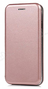 Samsung Galaxy C7 Pro Curve Manyetik Kapakl Rose Gold Deri Klf