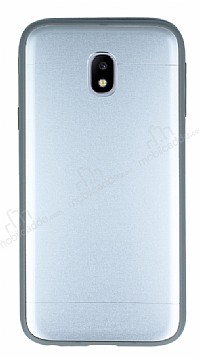 Samsung Galaxy J3 Pro 2017 Silikon Kenarl Metal Silver Klf
