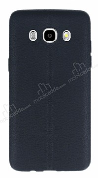 Samsung Galaxy J5 2016 Deri Desenli Ultra nce Siyah Silikon Klf