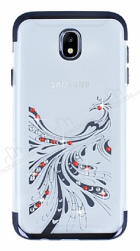 Samsung Galaxy J5 Pro 2017 Siyah Peacock Tal effaf Silikon Klf