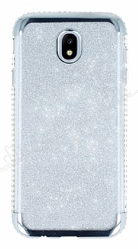 Samsung Galaxy J5 Pro 2017 Tal Kenarl Simli Silver Silikon Klf