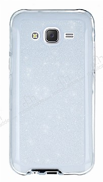 Samsung Galaxy J5 effaf Beyaz Simli Silikon Klf