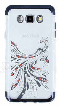 Samsung Galaxy J7 2016 Siyah Peacock Tal effaf Silikon Klf