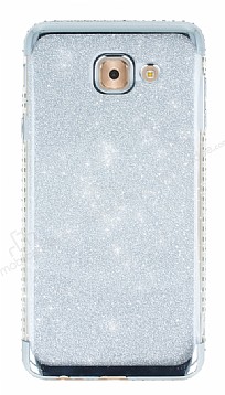 Samsung Galaxy J7 Max Tal Kenarl Simli Silver Silikon Klf