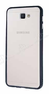 Samsung Galaxy J7 Prime / J7 Prime 2 Metal Tulu Siyah Silikon Kenarl effaf Klf