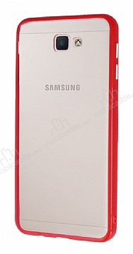 Samsung Galaxy J7 Prime / J7 Prime 2 Metal Tulu Krmz Silikon Kenarl effaf Klf