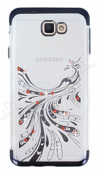Samsung Galaxy J7 Prime / J7 Prime 2 Siyah Peacock Tal effaf Silikon Klf