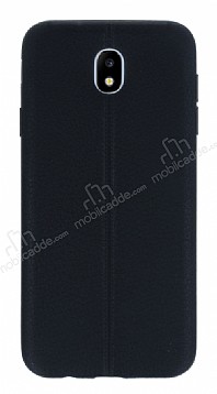 Samsung Galaxy J7 Pro 2017 Deri Desenli Ultra nce Siyah Silikon Klf