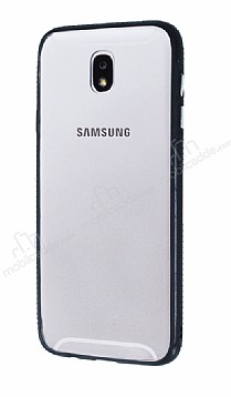 Samsung Galaxy J7 Pro 2017 Metal Tulu Siyah Silikon Kenarl effaf Klf