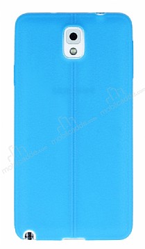 Samsung Galaxy Note 3 Deri Desenli Ultra nce Mavi Silikon Klf