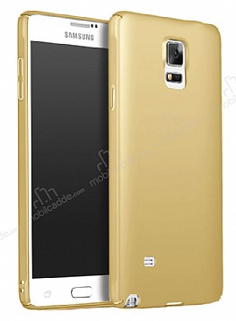 Samsung Galaxy Note 4 Tam Kenar Koruma Gold Rubber Klf