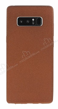 Samsung Galaxy Note 8 Kadife Dokulu Kahverengi Silikon Klf