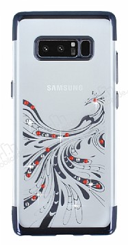 Samsung Galaxy Note 8 Siyah Peacock Tal effaf Silikon Klf