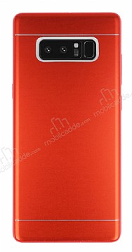 Samsung Galaxy Note 8 Silikon Kenarl Metal Krmz Klf