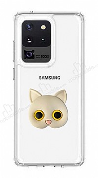 Samsung Galaxy S20 Ultra Kedi Figrl Telefon Tutuculu Gri Silikon Klf