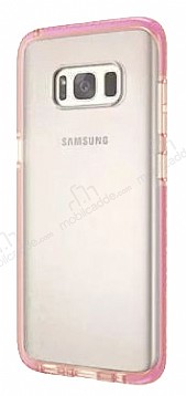 Samsung Galaxy S8 Plus Pembe Kenarl effaf Silikon Klf