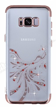 Samsung Galaxy S8 Plus Rose Gold Peacock Tal effaf Silikon Klf